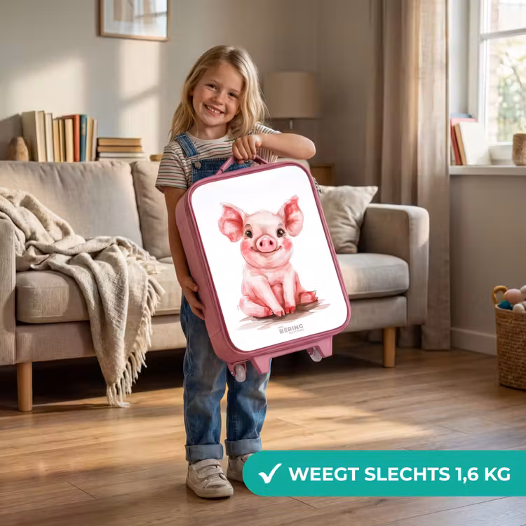 Roze baby varken Kinderkoffer - Roze klein -sfeer2_NL