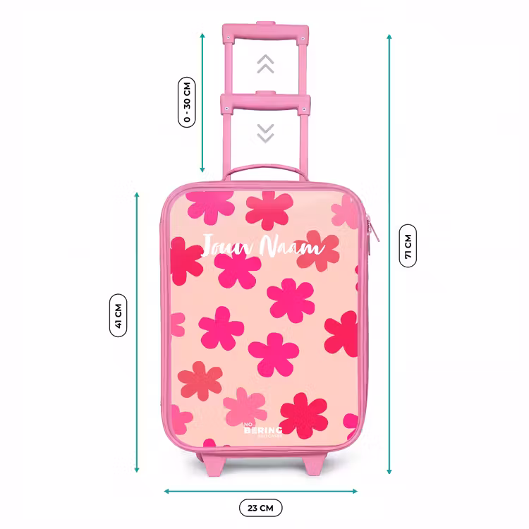 Roze bloemen Kinderkoffer - Roze klein -productfoto_formaten