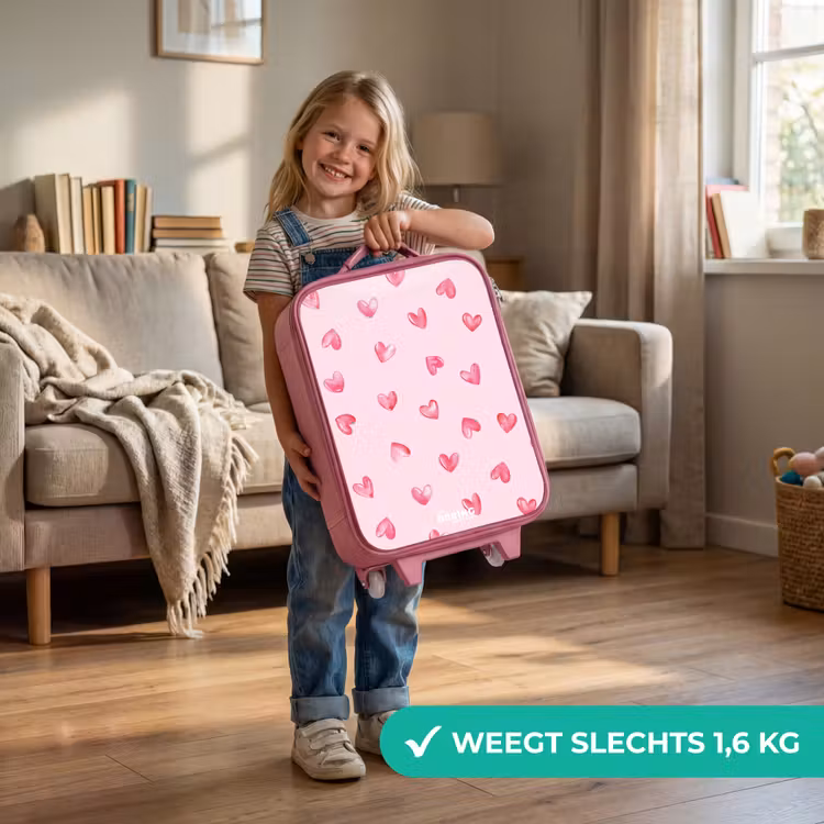 Roze hartjes Kinderkoffer - Roze klein -sfeer2_NL