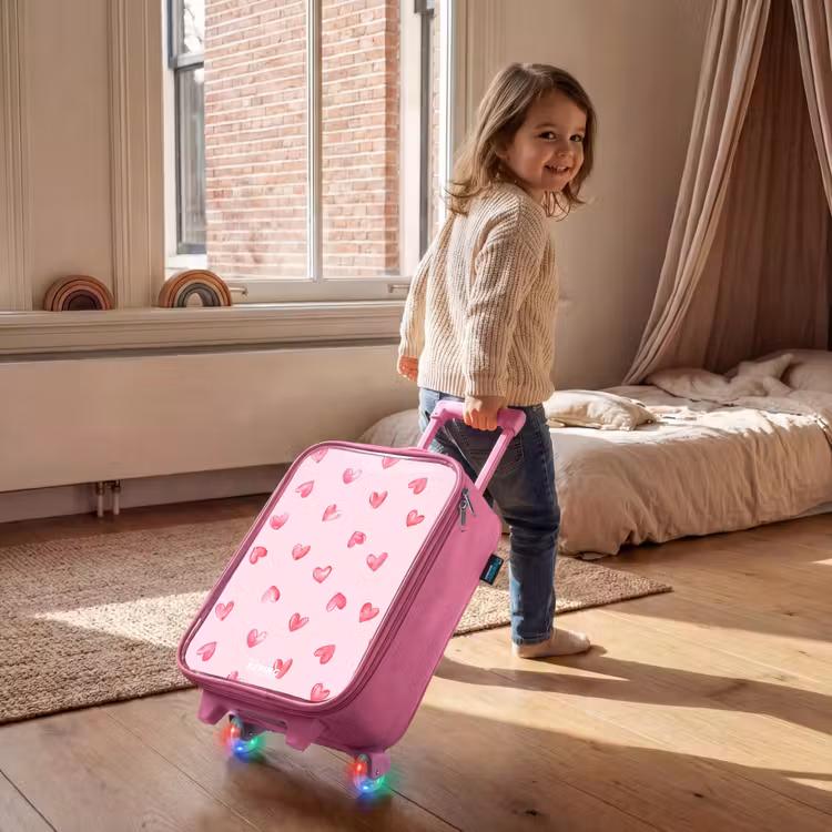 Roze hartjes Kinderkoffer - Roze klein -sfeer1