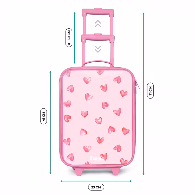 Roze hartjes Kinderkoffer - Roze klein -productfoto_formaten