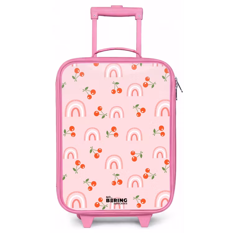 Roze met regenboog en kersen patroon Kinderkoffer - Roze klein -zz3dotto