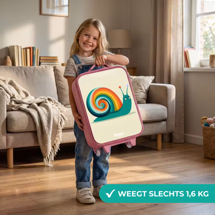Slak - Regenboog - Kleurrijk Kinderkoffer - Roze klein -sfeer2_NL