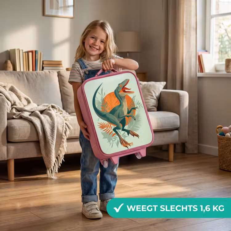 Sluipende jager met bladeren Kinderkoffer - Roze klein -sfeer2_NL