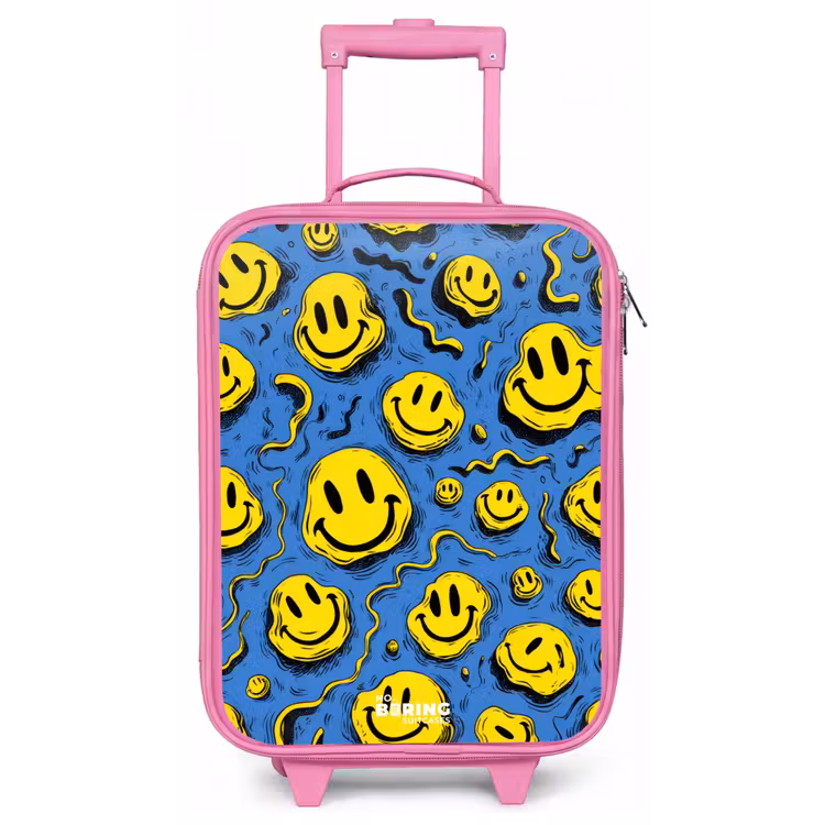 Smiley - Geel - Blauw Kinderkoffer - Roze klein -zz3dotto
