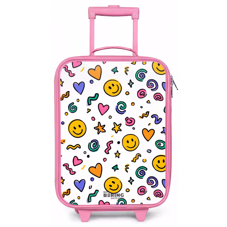 Smiley - Hartje - Ster Kinderkoffer - Roze klein -zz3dotto