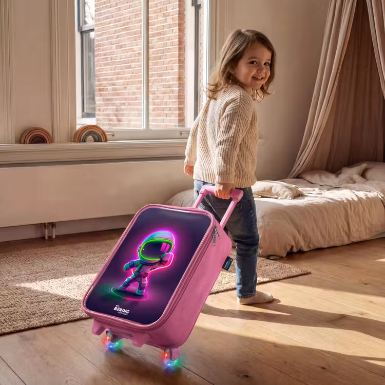Space karate neon Kinderkoffer - Roze klein -sfeer1