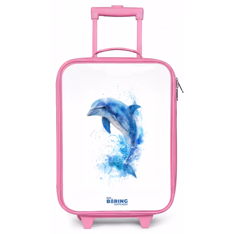 Springende blauwe dolfijn Kinderkoffer - Roze klein -zz3dotto