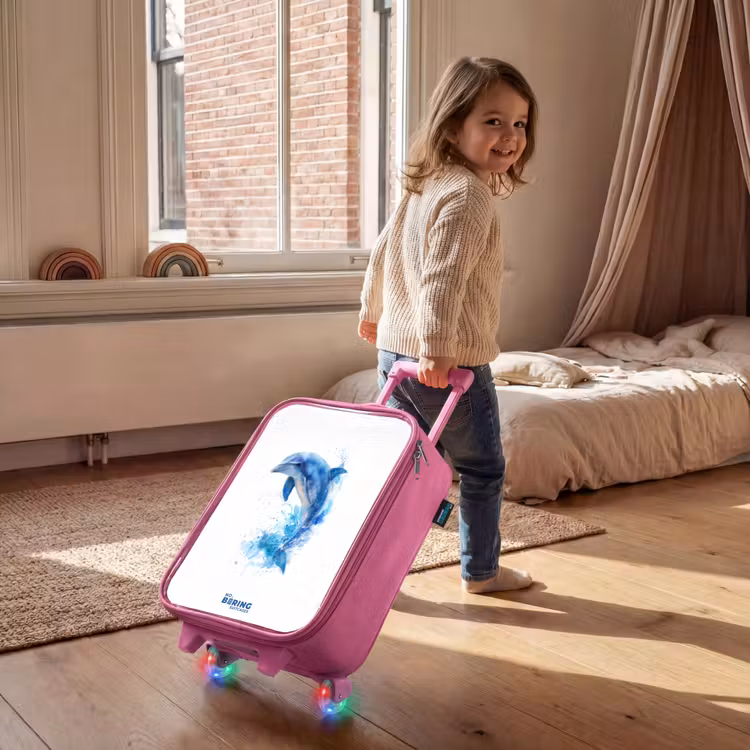 Springende blauwe dolfijn Kinderkoffer - Roze klein -sfeer1
