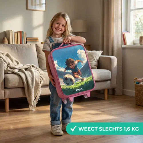 Stadion - Voetbal - Jongen Kinderkoffer - Roze klein -sfeer2_NL