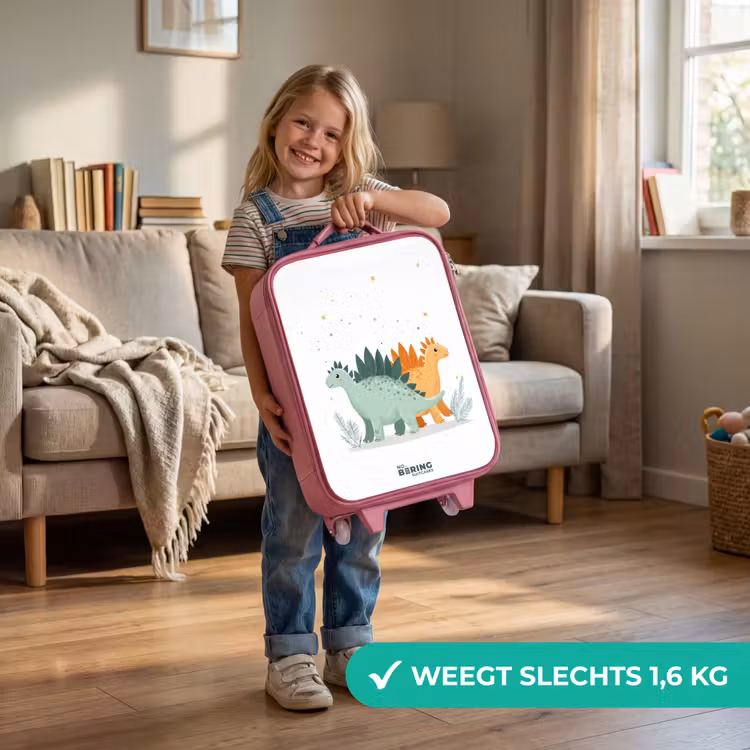 Stegosaurusduo onder sterrenregen Kinderkoffer - Roze klein -sfeer2_NL