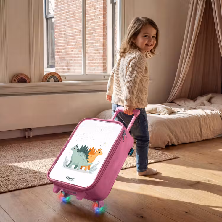Stegosaurusduo onder sterrenregen Kinderkoffer - Roze klein -sfeer1