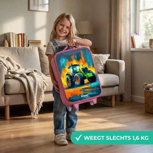 Tractor - Groen - Abstract - Penseelstreken Kinderkoffer - Roze klein -sfeer2_NL
