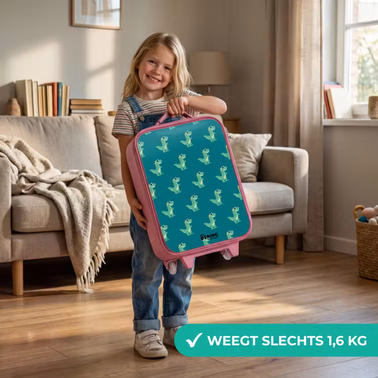 Tyranosaurus specs Kinderkoffer - Roze klein -sfeer2_NL