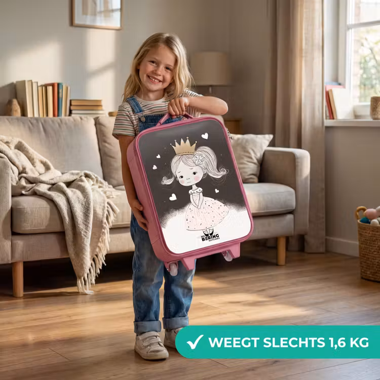 Verlegen prinses met bloem Kinderkoffer - Roze klein -sfeer2_NL