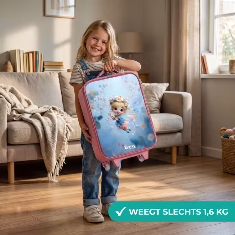 Vlinderfee in Bloemenlucht Kinderkoffer - Roze klein -sfeer2_NL