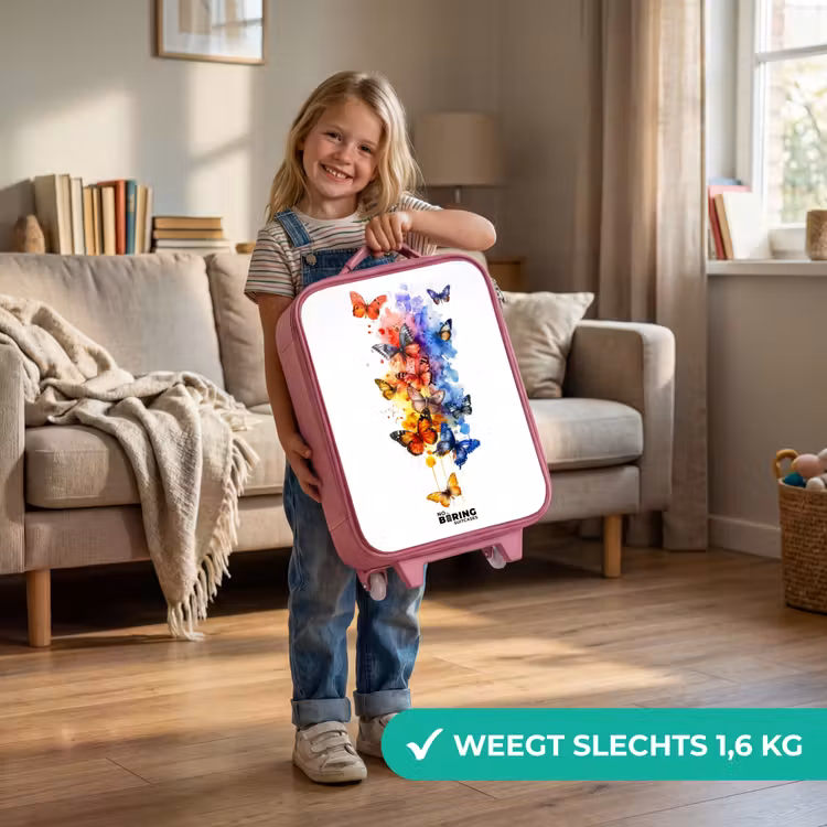 Vlinderzwerm Kinderkoffer - Roze klein -sfeer2_NL