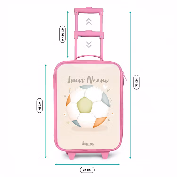 Voetbal in beige pastel kleuren Kinderkoffer - Roze klein -productfoto_formaten