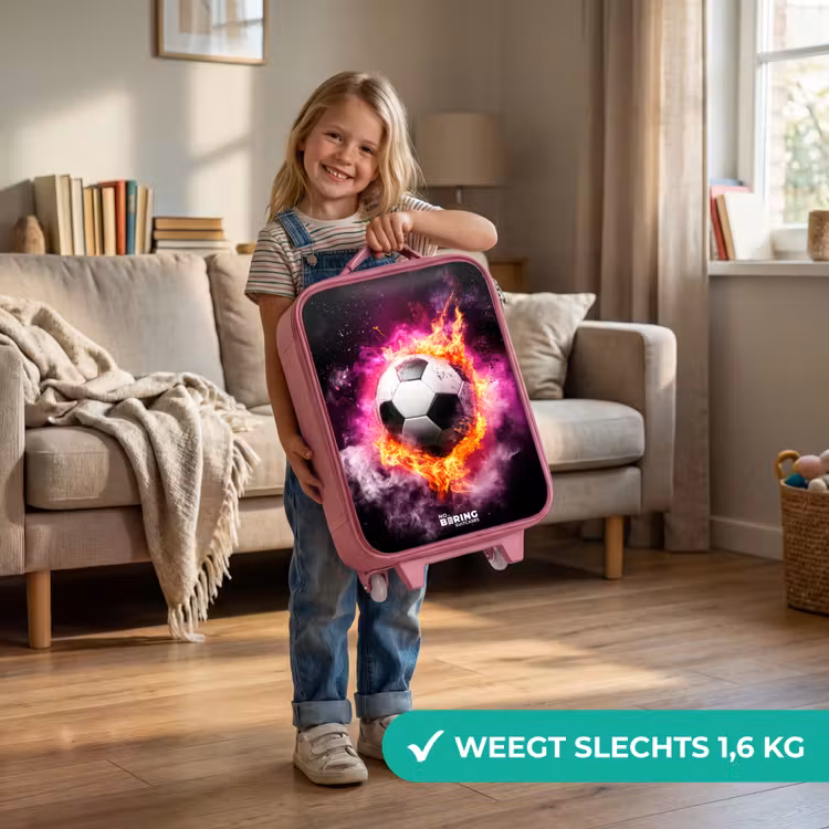 Voetbal in roze vuur explosie Kinderkoffer - Roze klein -sfeer2_NL