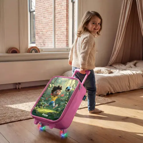 Voetbal - Jongen - Bos Kinderkoffer - Roze klein -sfeer1