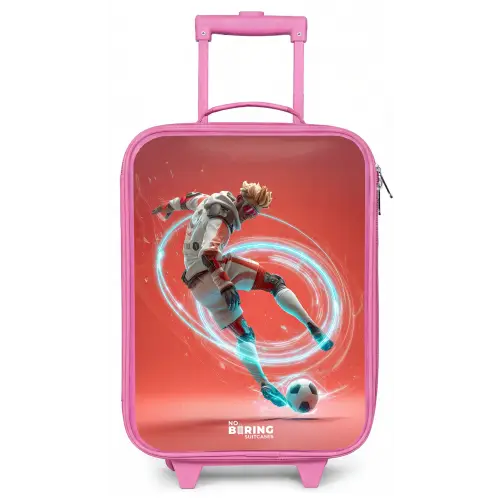 Voetbal - Jongen - Rood - Lichtcirkel Kinderkoffer - Roze klein -zz3dotto