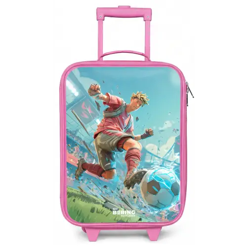 Voetbal - Jongen - Stadion - Elektrisch Kinderkoffer - Roze klein -zz3dotto