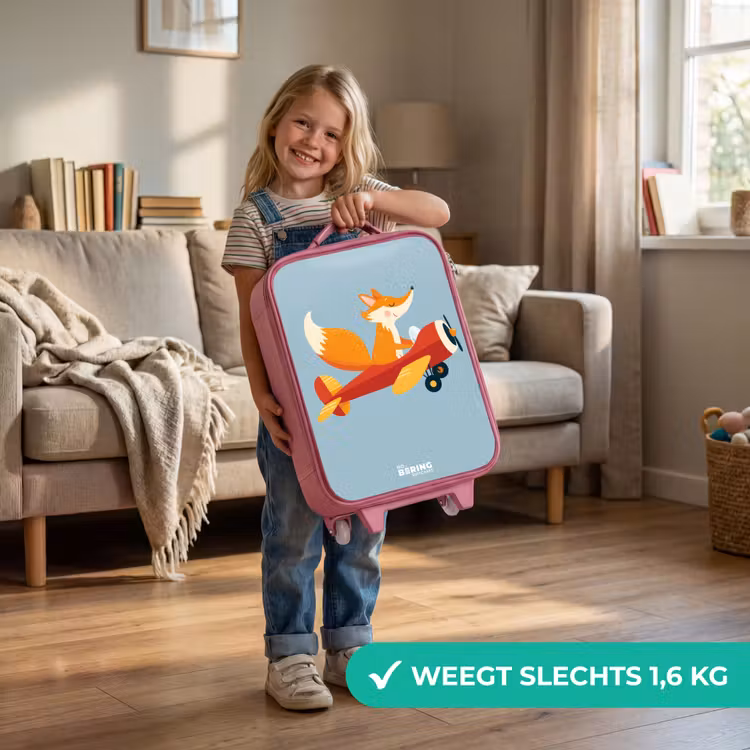 Vos - Vliegtuig - Vliegen Kinderkoffer - Roze klein -sfeer2_NL