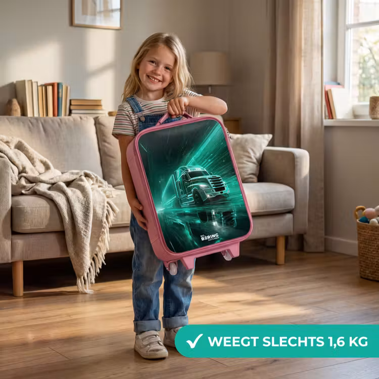 Vrachtwagen - Neon - Groen - Stad Kinderkoffer - Roze klein -sfeer2_NL