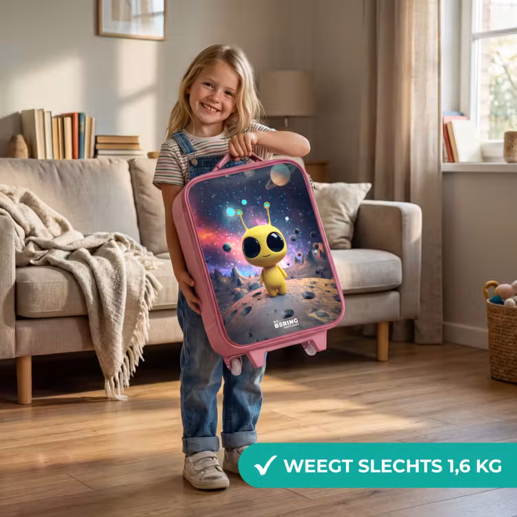 Vrolijk buitenaards wezentje Kinderkoffer - Roze klein -sfeer2_NL