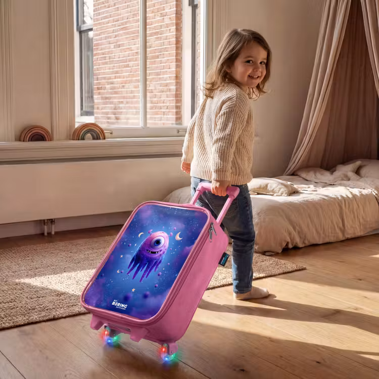 Vrolijk paarsoog in de ruimte Kinderkoffer - Roze klein -sfeer1