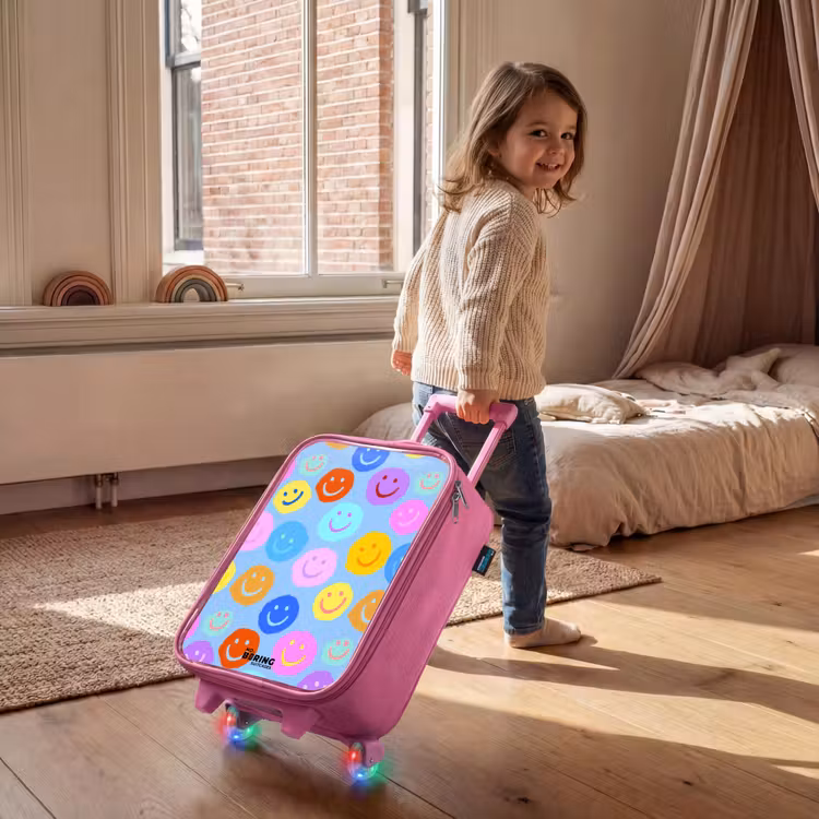 Vrolijk patroon van smileys Kinderkoffer - Roze klein -sfeer1