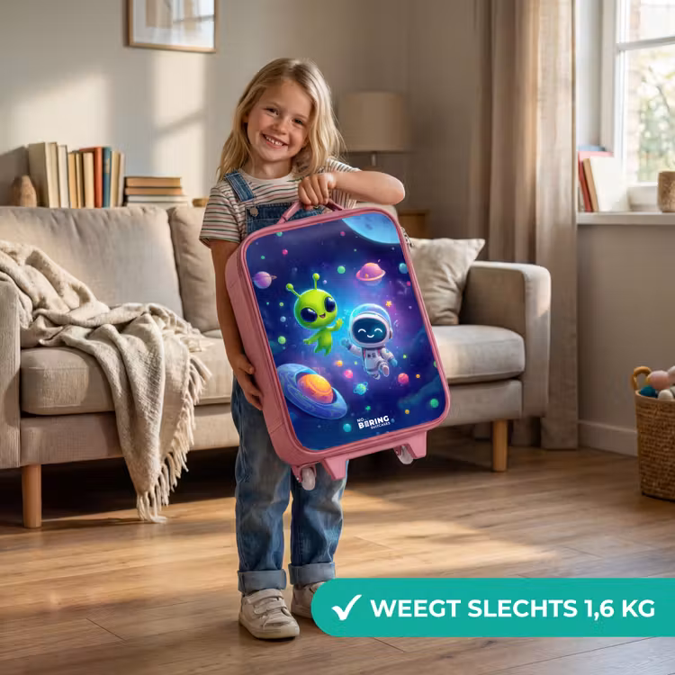 Vrolijke Ontmoeting in de Ruimte Kinderkoffer - Roze klein -sfeer2_NL