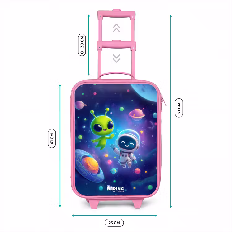 Vrolijke Ontmoeting in de Ruimte Kinderkoffer - Roze klein -productfoto_formaten