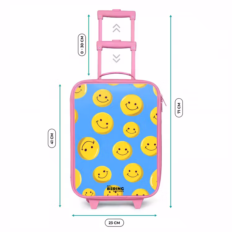 Vrolijke smileyregen Kinderkoffer - Roze klein -productfoto_formaten