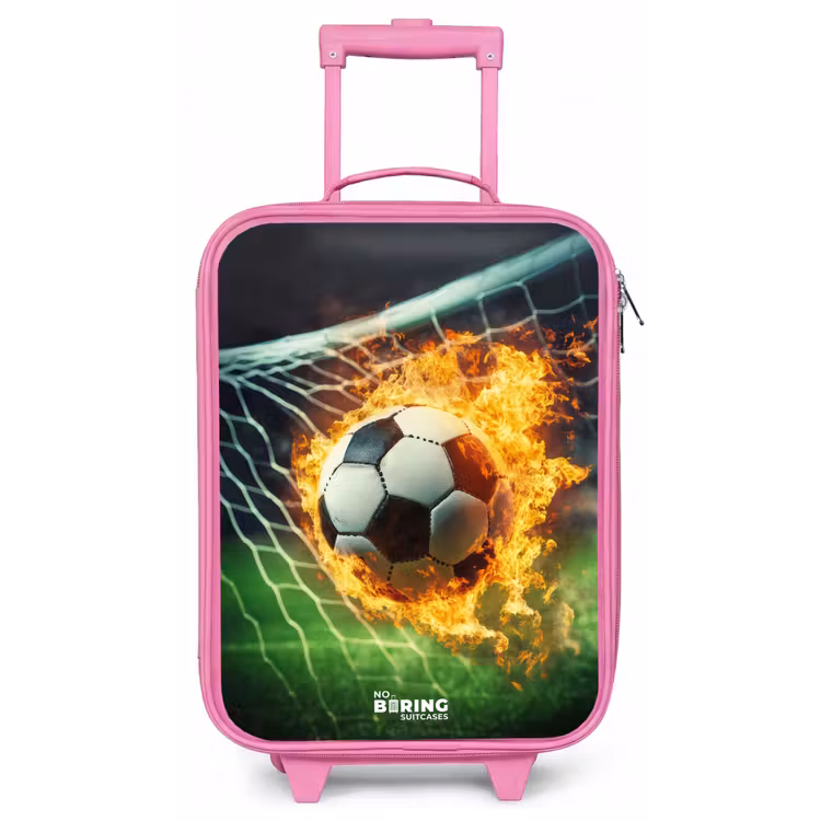 Vuurvoetbal in doelnet vastgelegd Kinderkoffer - Roze klein -zz3dotto