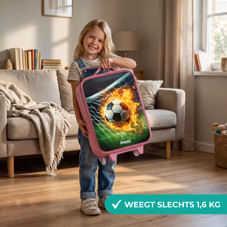Vuurvoetbal in doelnet vastgelegd Kinderkoffer - Roze klein -sfeer2_NL