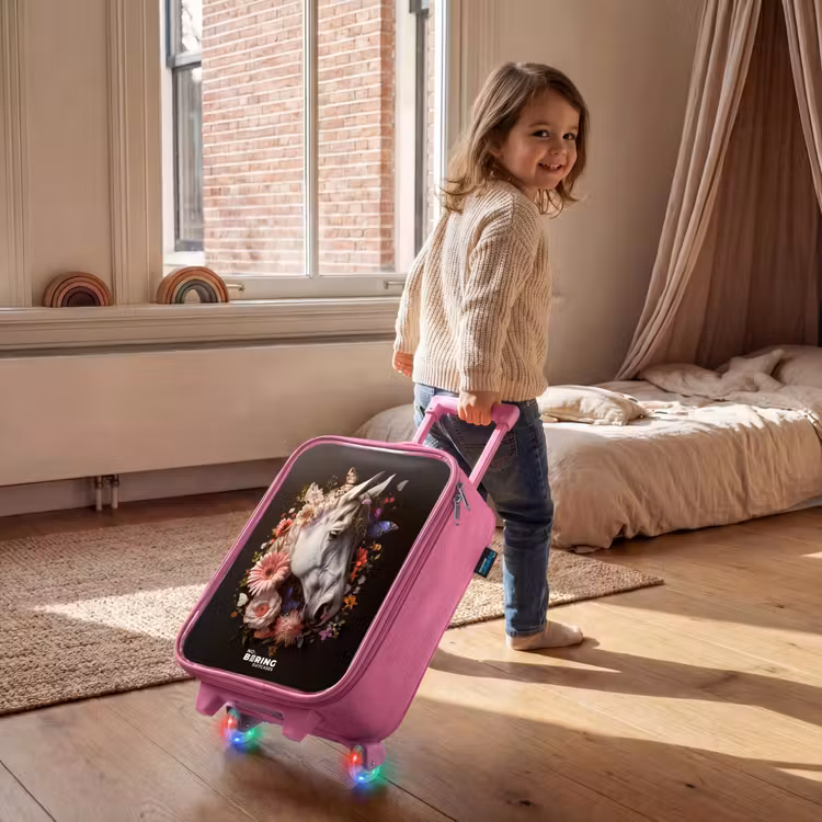 Wit paardenhoofd tussen kleurrijke bloemenkrans Kinderkoffer - Roze klein -sfeer1