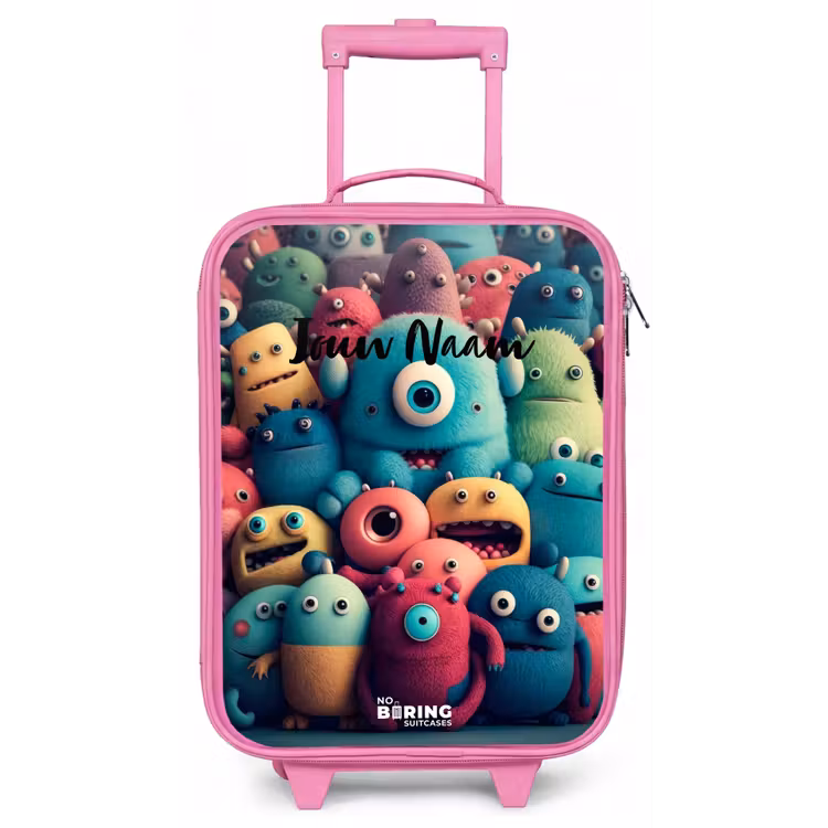 Zachte en bolle monsters Kinderkoffer - Roze klein -zz3dotto