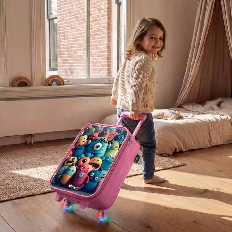 Zachte en bolle monsters Kinderkoffer - Roze klein -sfeer1