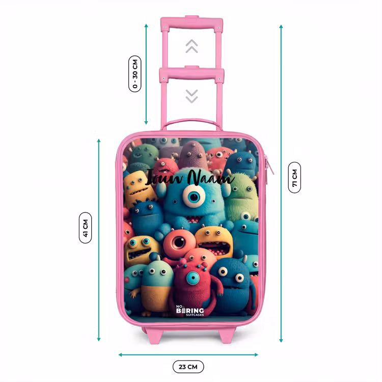 Zachte en bolle monsters Kinderkoffer - Roze klein -productfoto_formaten