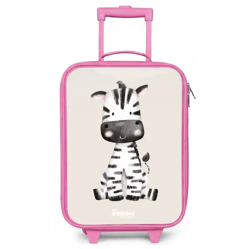 Zebra portrettekening met beige achtergrond Kinderkoffer - Roze klein -zz3dotto