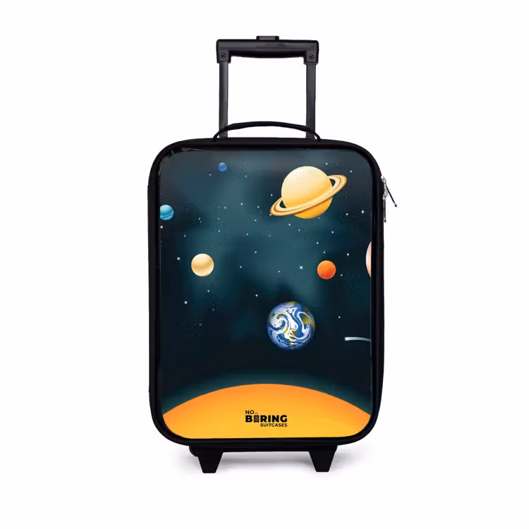 Ruimte met planeten Kinderkoffer - Zwart klein -3d