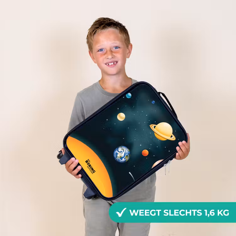 Ruimte met planeten Kinderkoffer - Zwart klein -sfeer4_NL