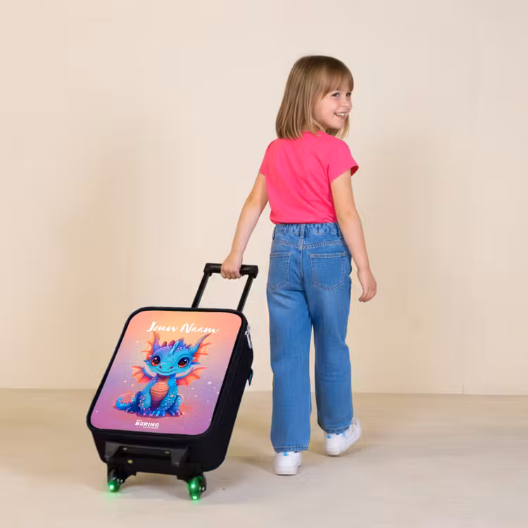 Schattige baby draak Kinderkoffer - Zwart klein -sfeer1