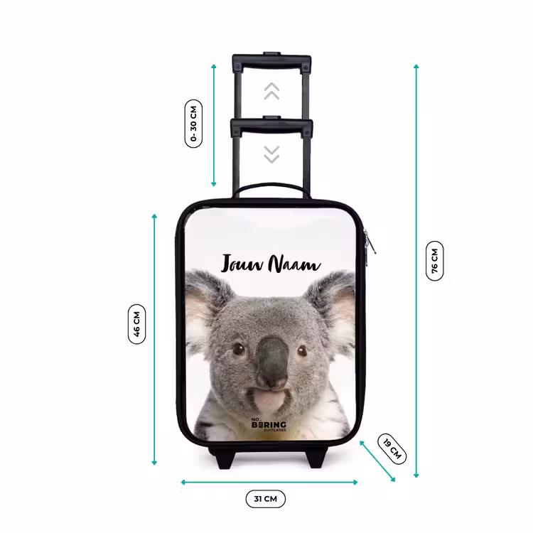 Schattige Koala Beer Kinderkoffer - Zwart klein -productfoto_formaten
