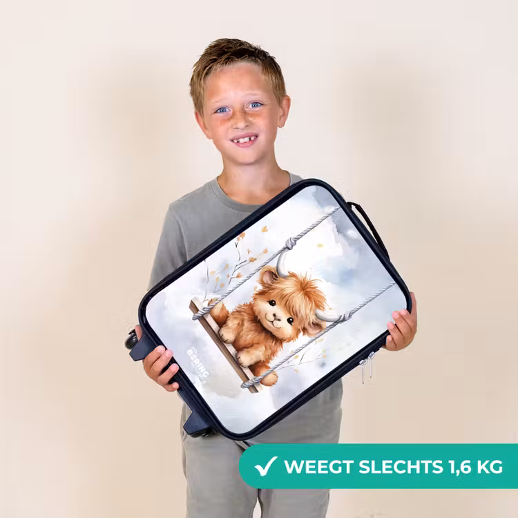 Schommelend Schotse hooglander kalf van waterverf Kinderkoffer - Zwart klein -sfeer4_NL