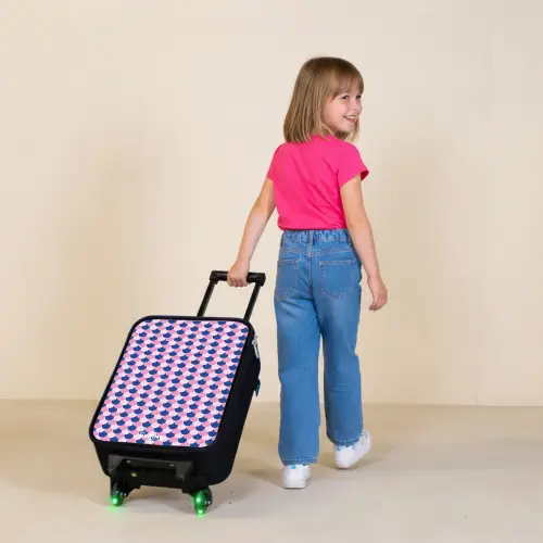 Schubben - Patroon - Blauw - Roze Kinderkoffer - Zwart klein -sfeer1