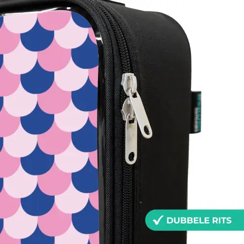 Schubben - Patroon - Blauw - Roze Kinderkoffer - Zwart klein -rits_NL