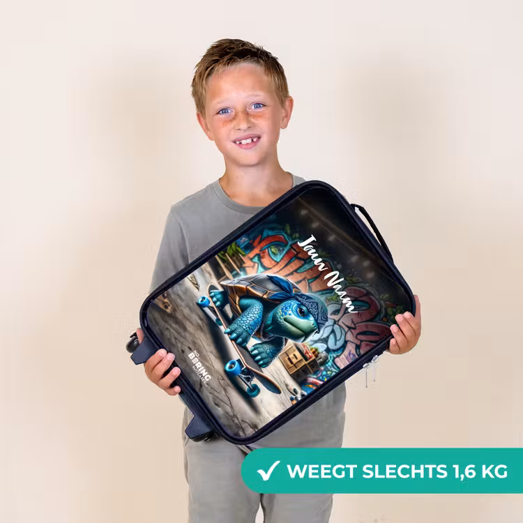 Skater schildpad Kinderkoffer - Zwart klein -sfeer4_NL