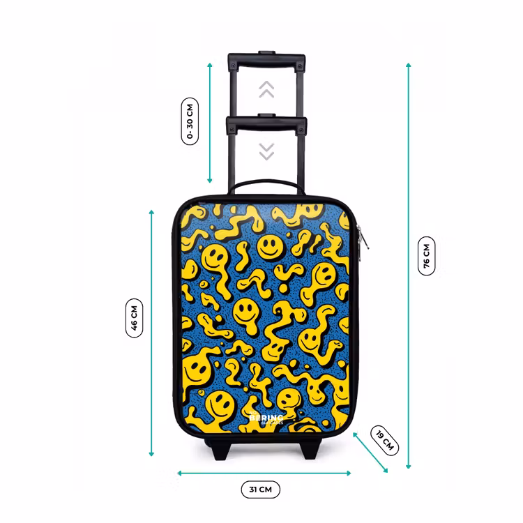 Smiley - Blauw - Geel Kinderkoffer - Zwart klein -productfoto_formaten